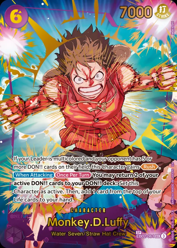 Anime 25th Collection 英語版 Monkey.D.Luffy EB02-061 · パラレル 3 カード表面