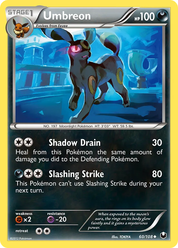 Black & White—Dark Explorers 영어판 Umbreon 60 카드 앞면