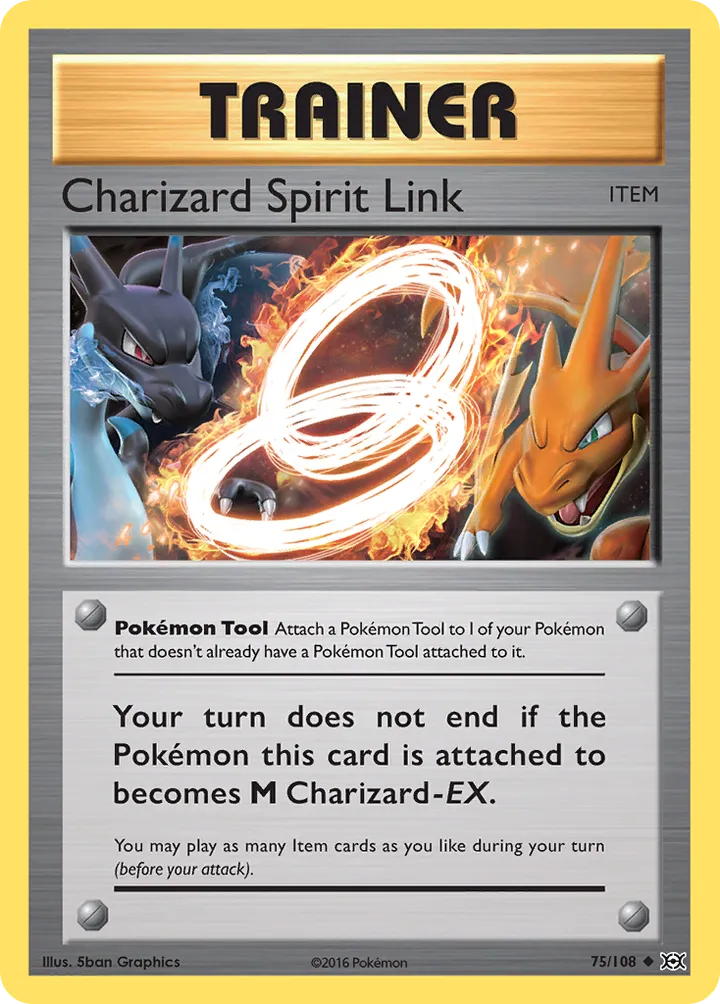 XY—Evolutions 英語版 Charizard Spirit Link 75 カード表面