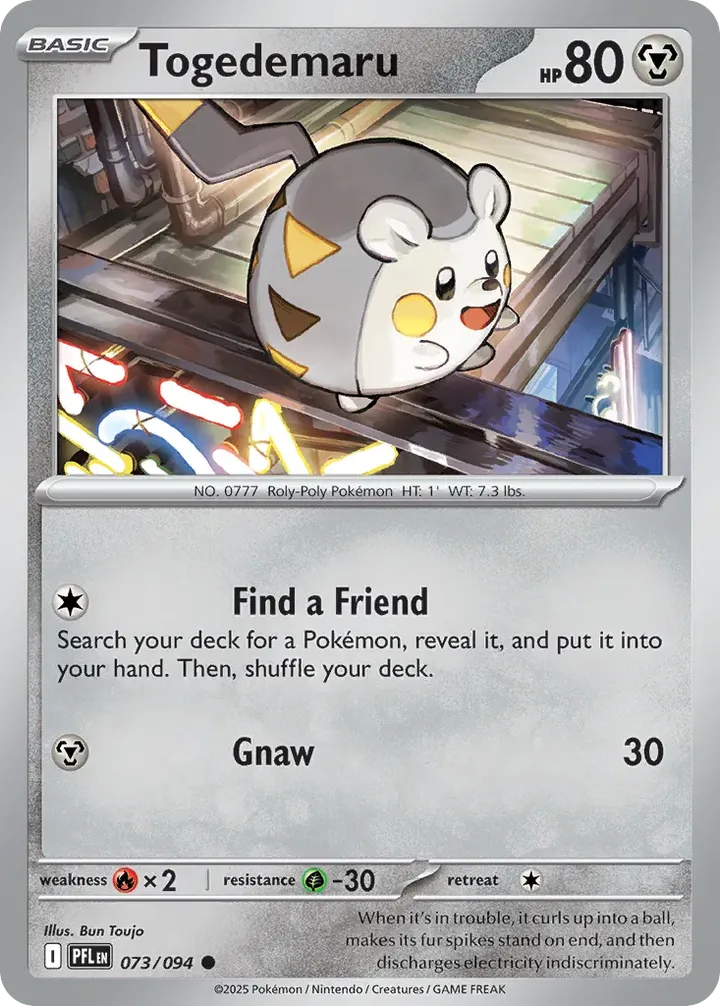 Mega Evolution—Phantasmal Flames 英語版 Togedemaru 73 カード表面