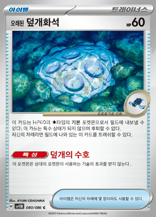 블랙볼트 韓国語版 오래된 덮개화석 80 カード表面