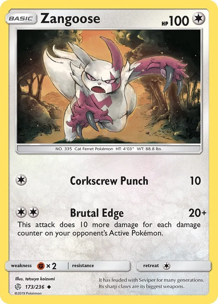 Sun & Moon—Cosmic Eclipse 英語版 Zangoose 173 カード表面