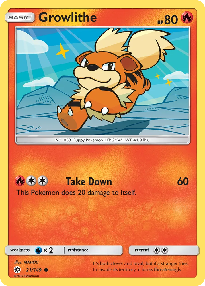 Sun & Moon 英語版 Growlithe 21 カード表面