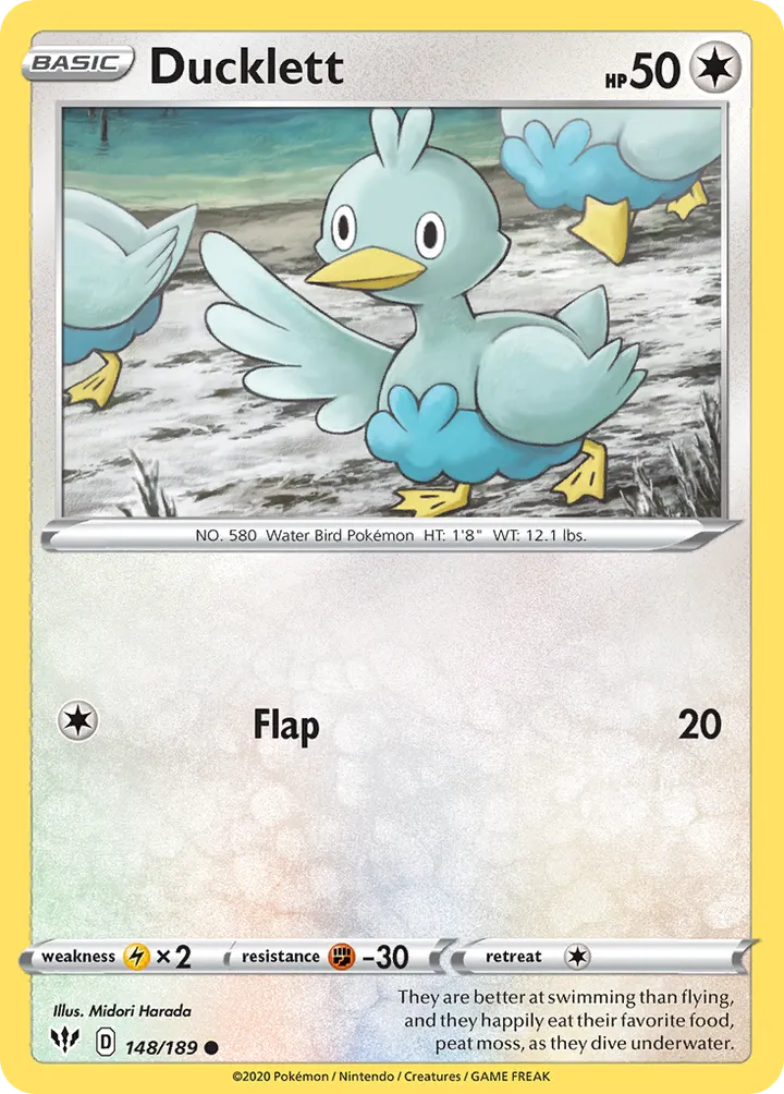 Front of Ducklett 148, Sword & Shield—Darkness Ablaze English