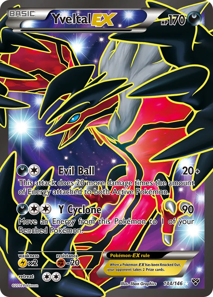 XY 영어판 Yveltal-EX 144 카드 앞면
