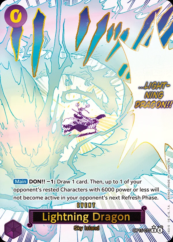 Adventure on Kami's Island 英語版 Lightning Dragon OP15-077 · パラレル カード表面
