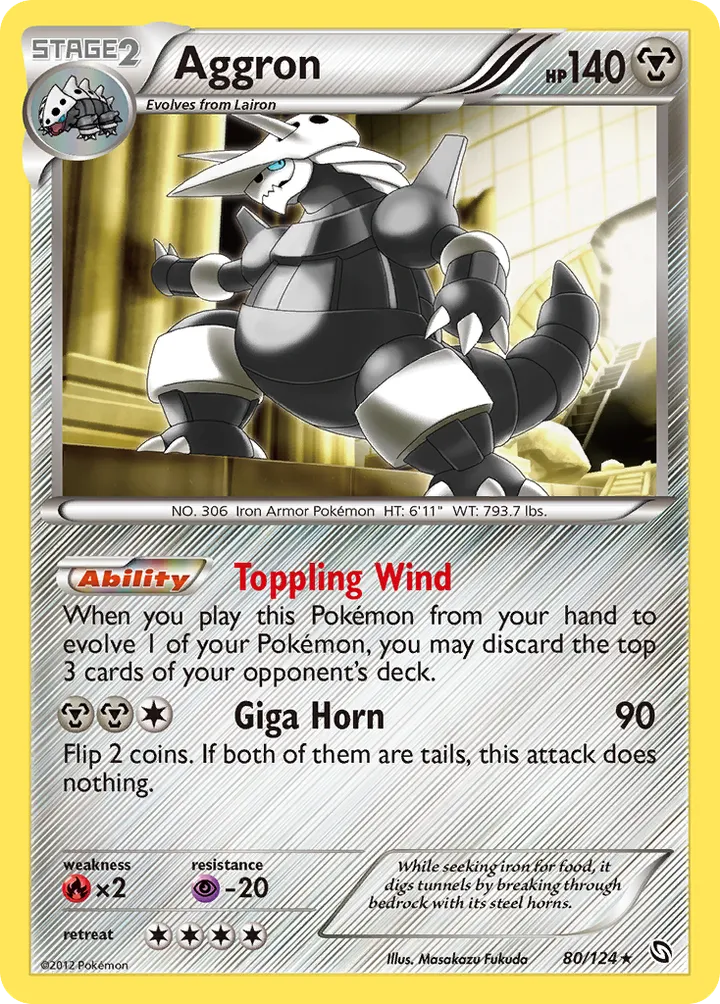 Front of Aggron 80, Black & White—Dragons Exalted English