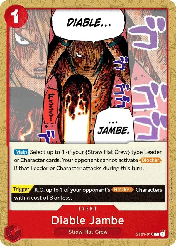 Straw Hat Crew 영어판 Diable Jambe ST01-016 카드 앞면