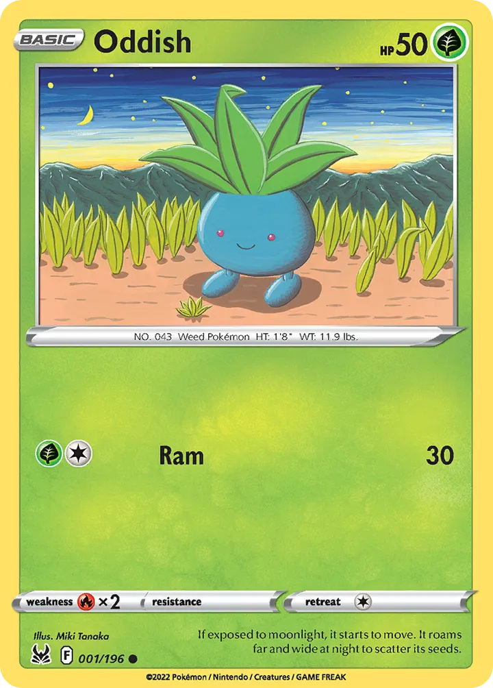 Sword & Shield—Lost Origin 영어판 Oddish 1 카드 앞면