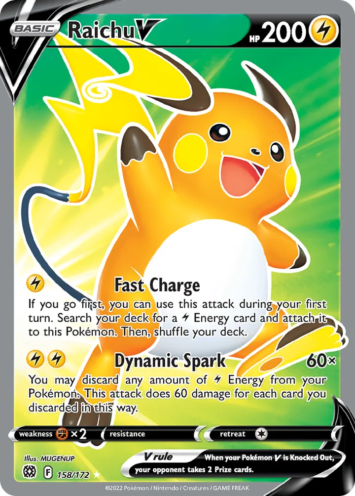 Sword & Shield—Brilliant Stars 영어판 Raichu V 158 카드 앞면