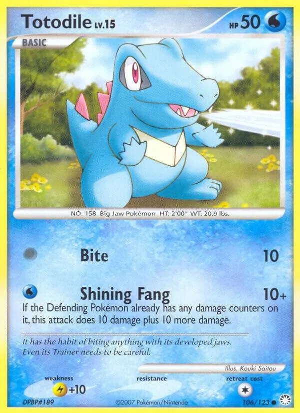 Diamond & Pearl—Mysterious Treasures 영어판 Totodile 106 카드 앞면