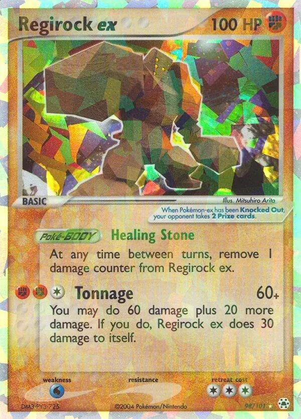 EX Hidden Legends 영어판 Regirock ex 98 카드 앞면
