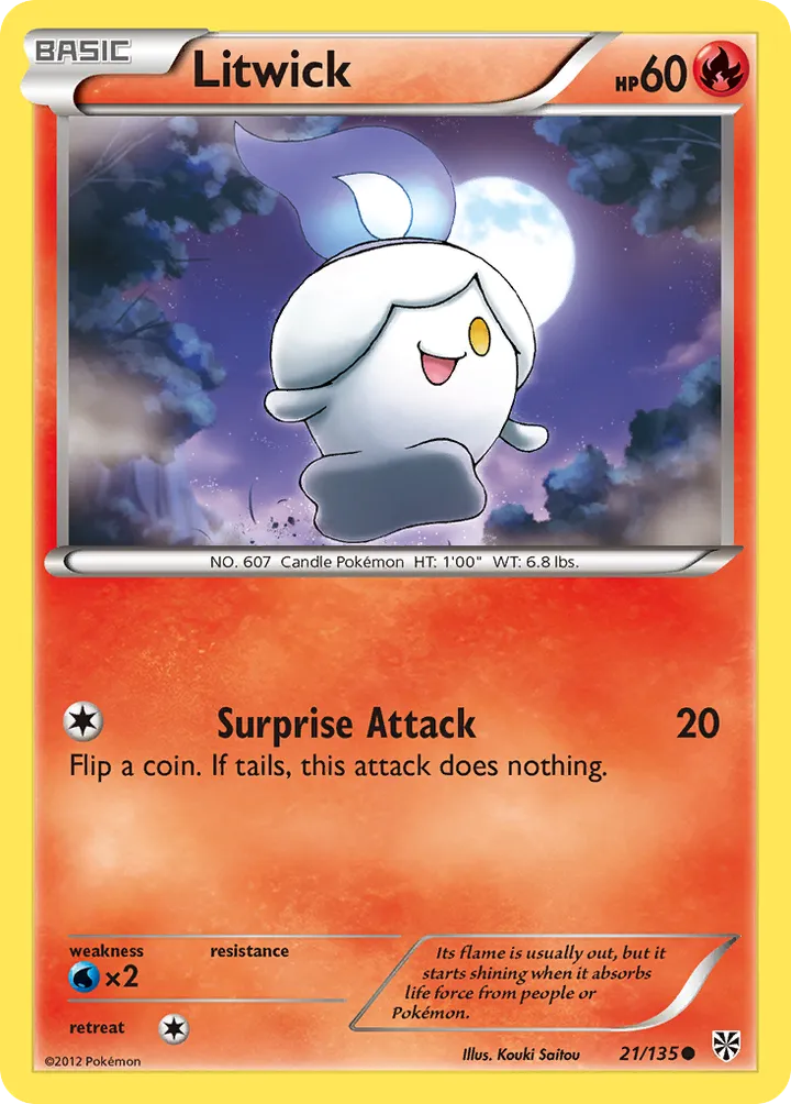 Black & White—Plasma Storm 영어판 Litwick 21 카드 앞면