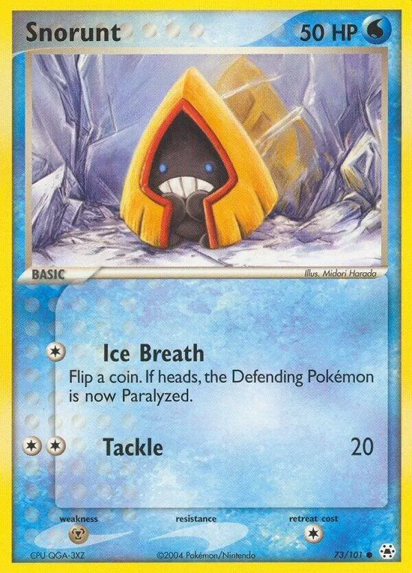 EX Hidden Legends 영어판 Snorunt 73 카드 앞면