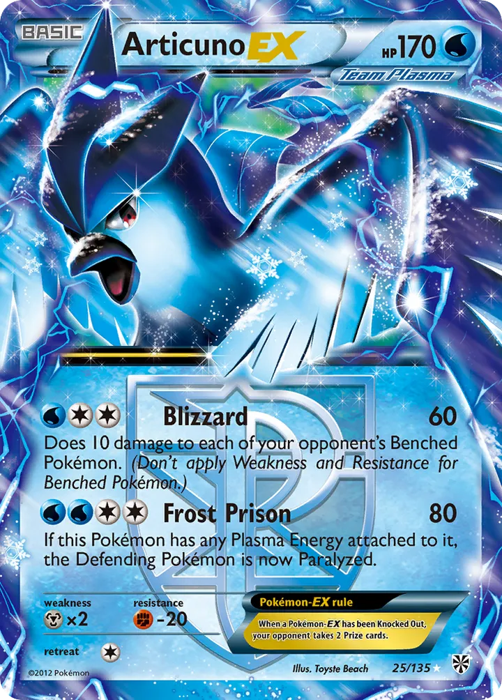 Black & White—Plasma Storm 영어판 Articuno-EX 25 카드 앞면
