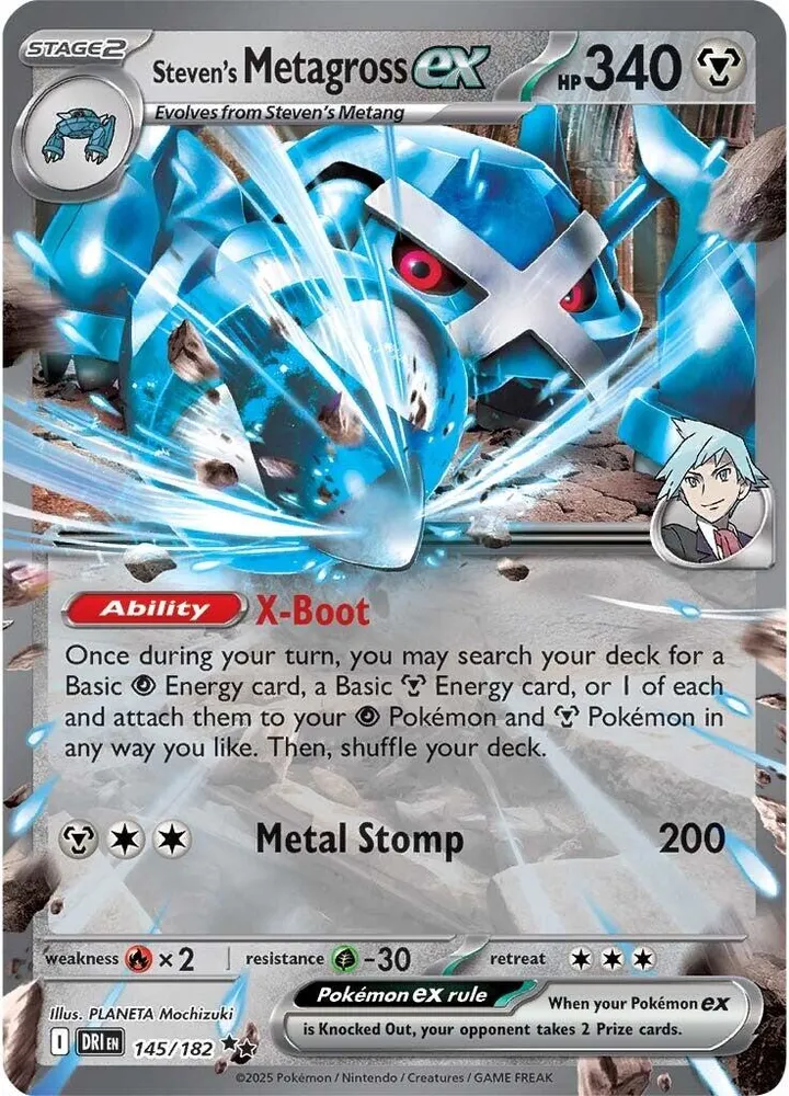 Scarlet & Violet—Destined Rivals 英語版 Steven's Metagross ex 145 カード表面