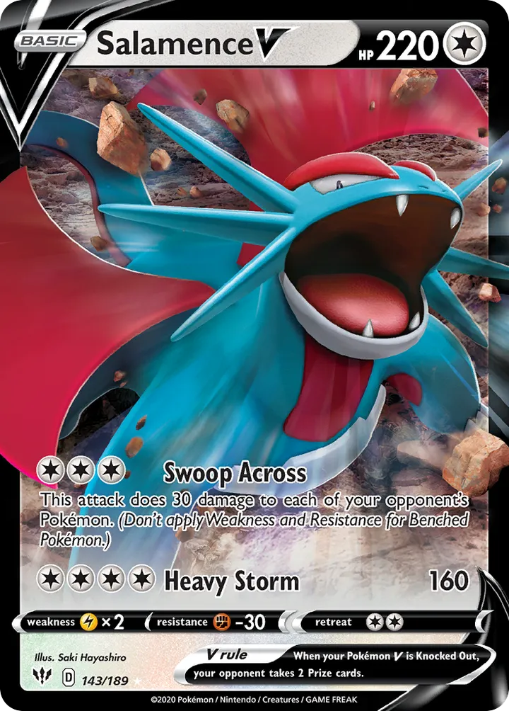 Sword & Shield—Darkness Ablaze 영어판 Salamence V 143 카드 앞면