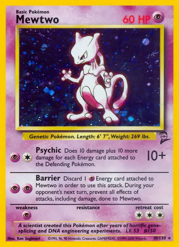 Base Set 2 영어판 Mewtwo 10 카드 앞면
