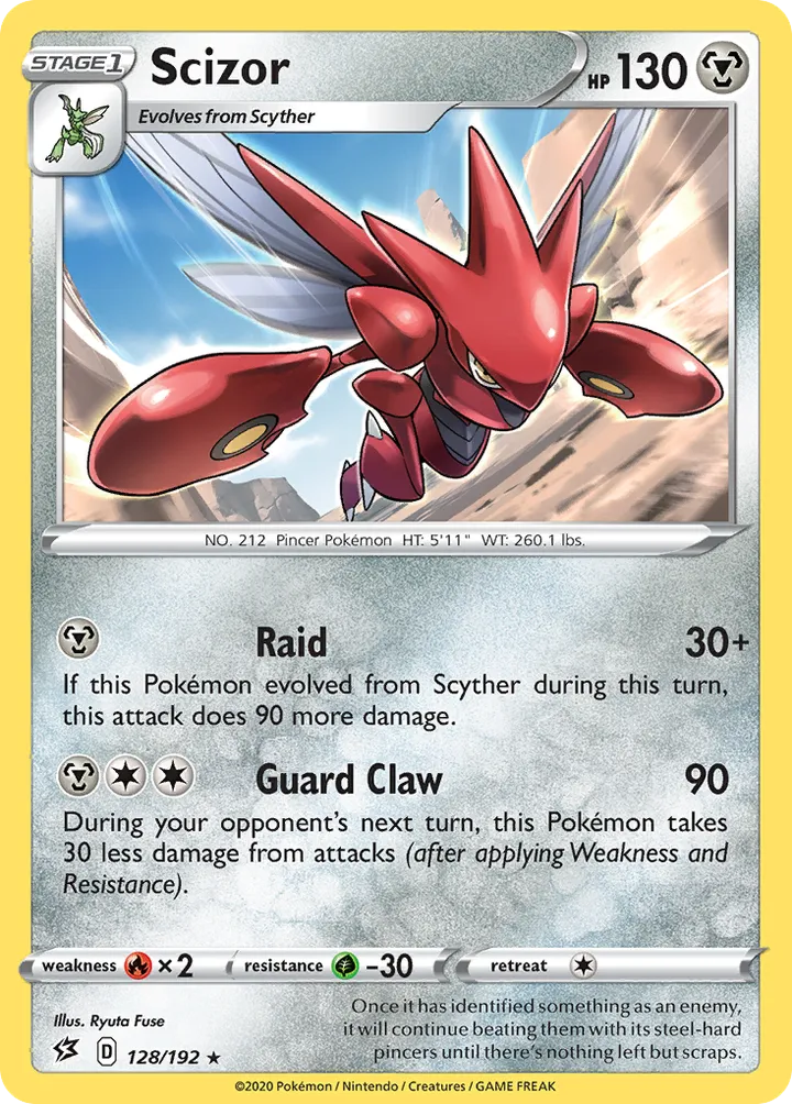 Sword & Shield—Rebel Clash 英語版 Scizor 128 カード表面