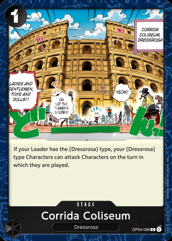 Kingdoms of Intrigue 英語版 Corrida Coliseum OP04-096 · パラレル カード表面