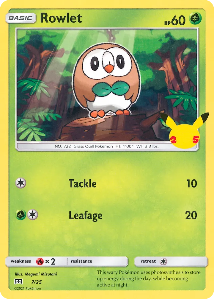 McDonald's Collection 2021 영어판 Rowlet 7 카드 앞면