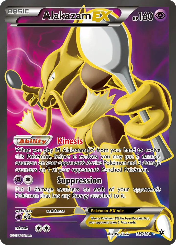 XY—Fates Collide 영어판 Alakazam-EX 117 카드 앞면