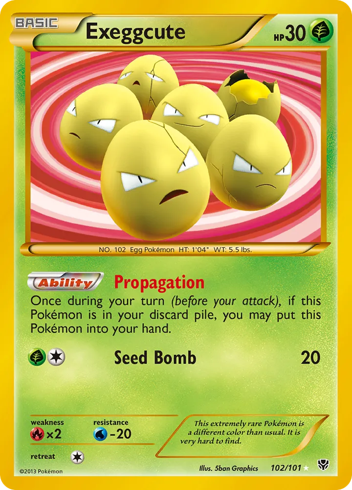 Front of Exeggcute 102, Black & White—Plasma Blast English