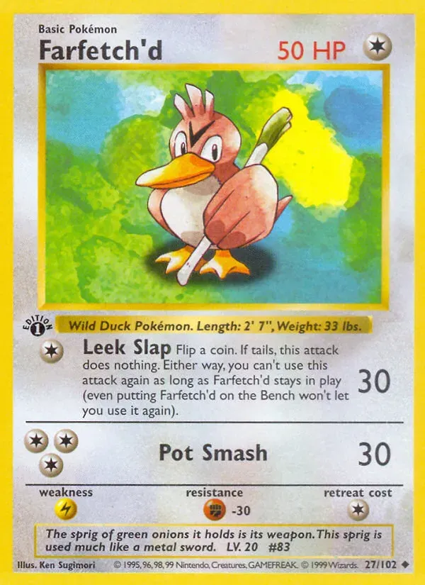 Base Set 영어판 Farfetch'd 27 카드 앞면