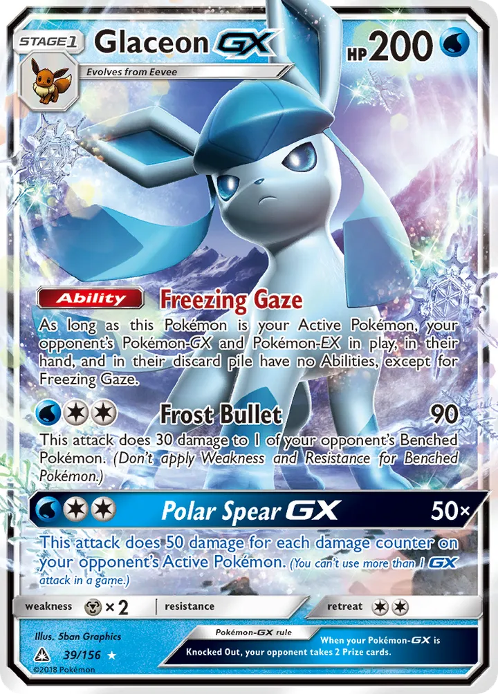 Sun & Moon—Ultra Prism 英語版 Glaceon-GX 39 カード表面