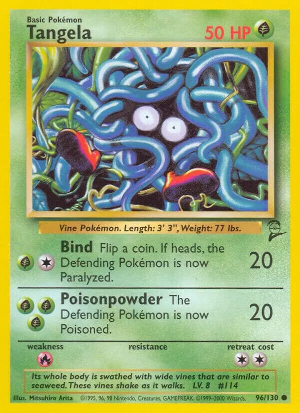 Front of Tangela 96, Base Set 2 English