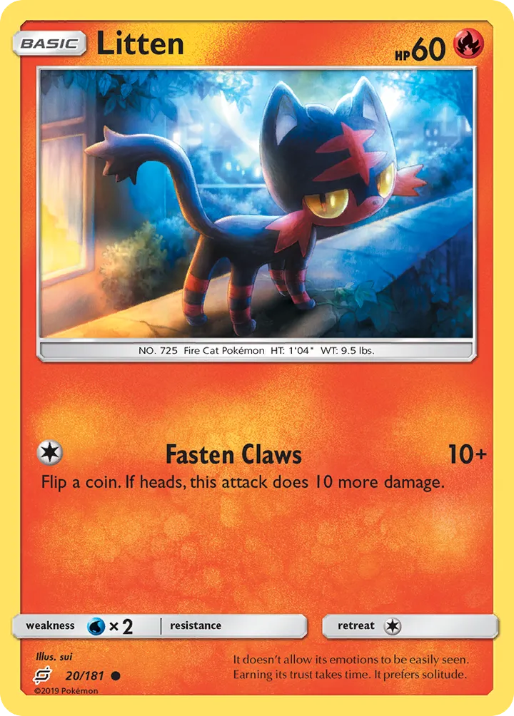 Sun & Moon—Team Up 英語版 Litten 20 カード表面