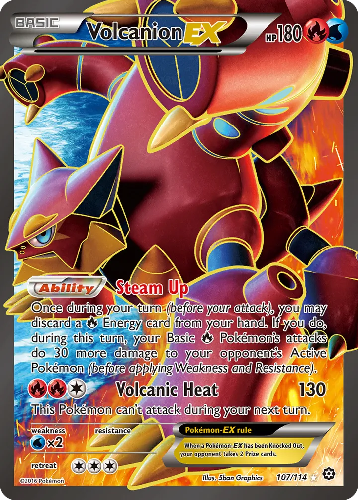 XY—Steam Siege 영어판 Volcanion-EX 107 카드 앞면