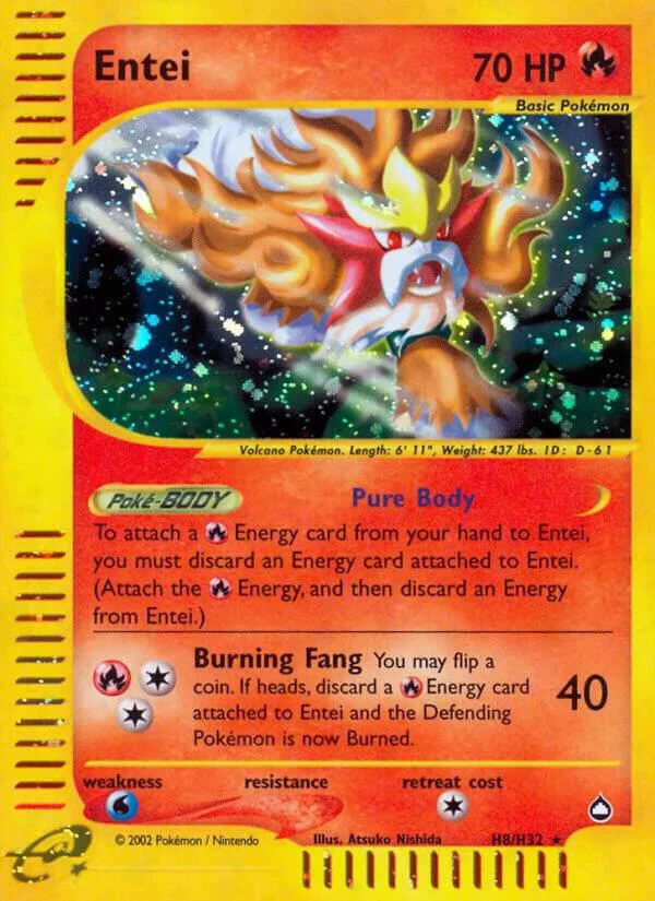 Aquapolis 영어판 Entei H8 카드 앞면