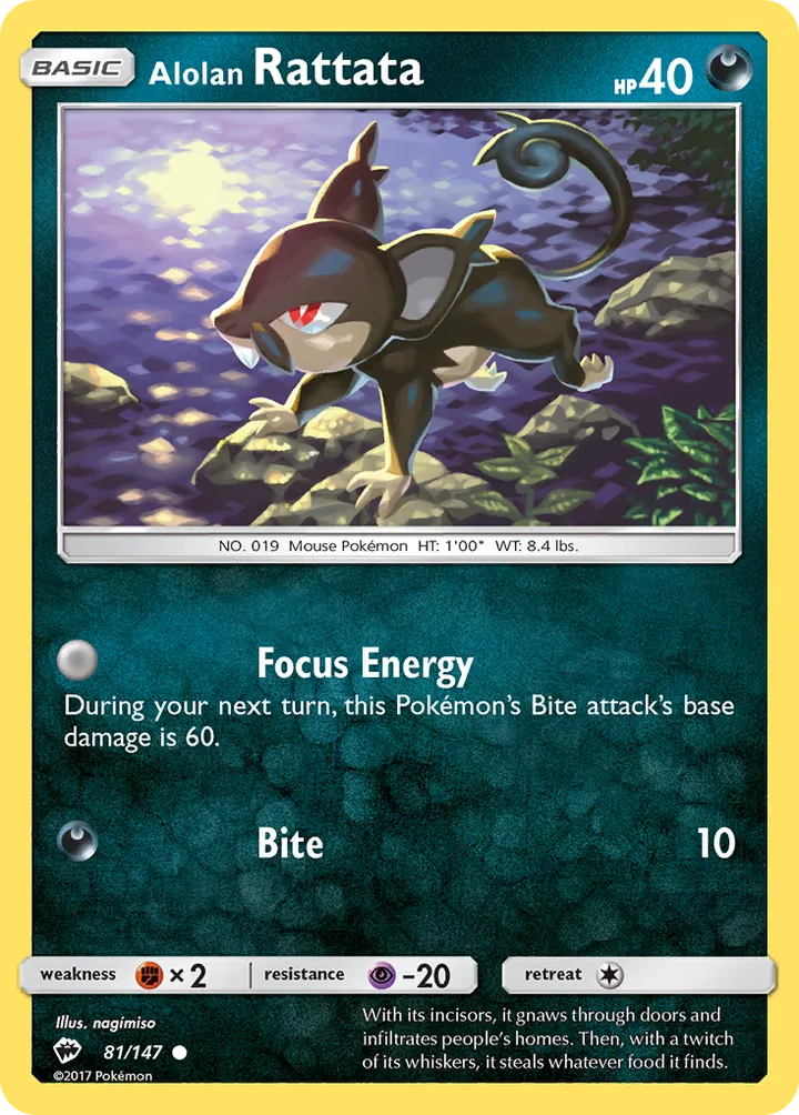 Sun & Moon—Burning Shadows 英語版 Alolan Rattata 81 カード表面