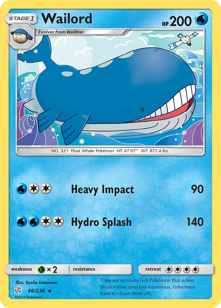 Sun & Moon—Cosmic Eclipse 英語版 Wailord 46 カード表面