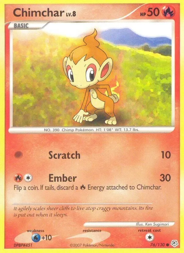 Diamond & Pearl 영어판 Chimchar 76 카드 앞면