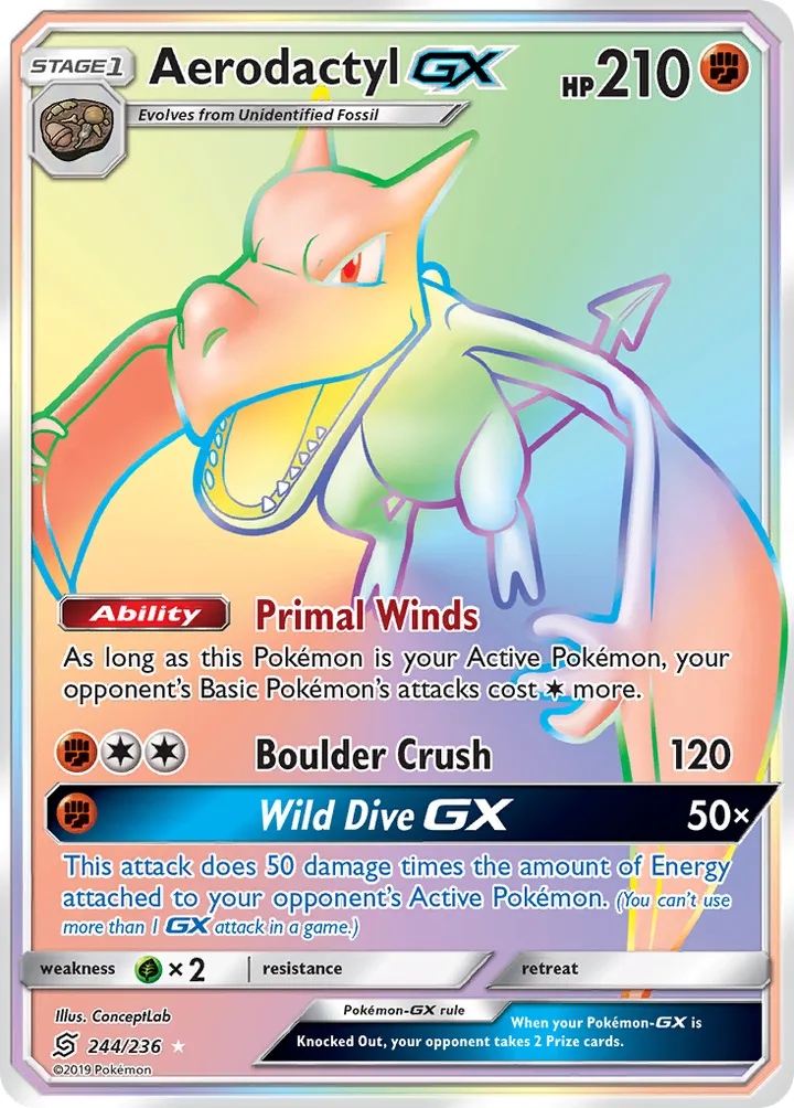Sun & Moon—Unified Minds 영어판 Aerodactyl-GX 244 카드 앞면