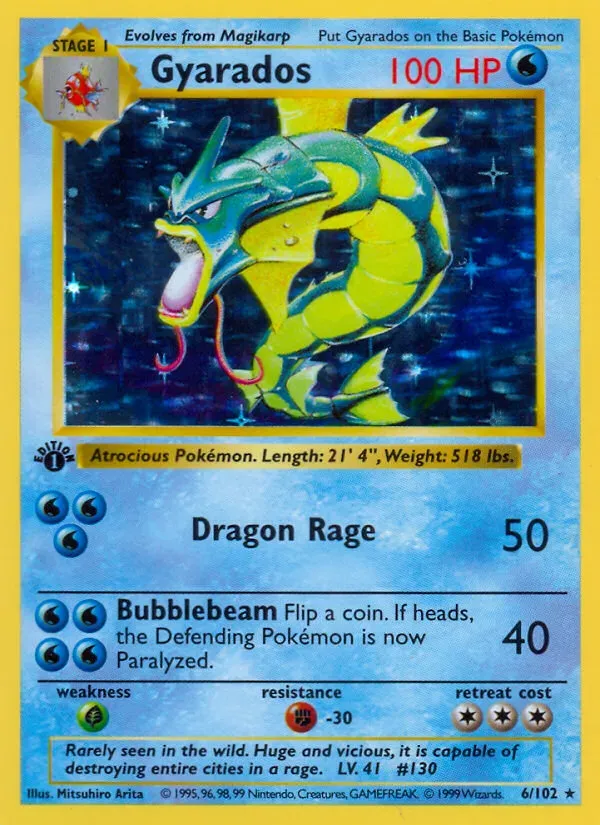 Base Set 영어판 Gyarados 6 카드 앞면