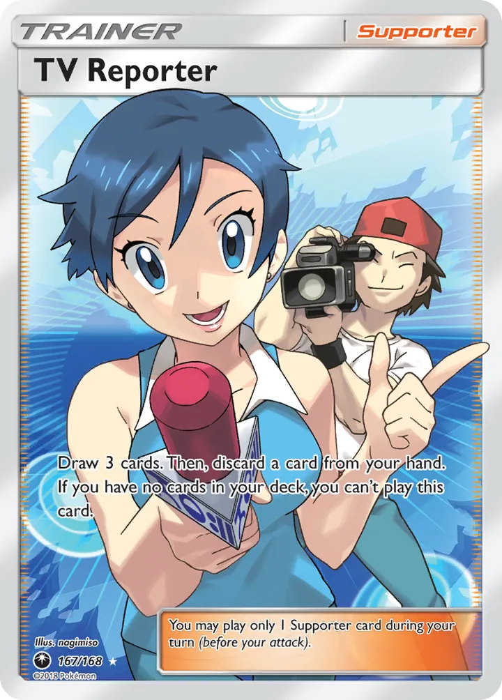 Sun & Moon—Celestial Storm 영어판 TV Reporter 167 카드 앞면