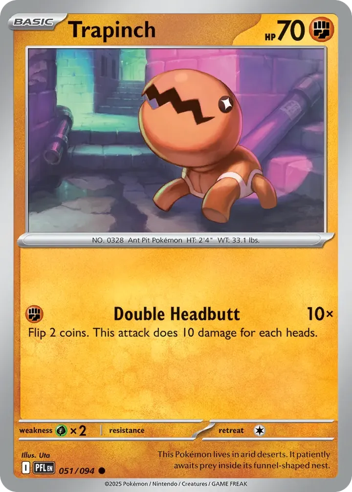 Mega Evolution—Phantasmal Flames 영어판 Trapinch 51 카드 앞면