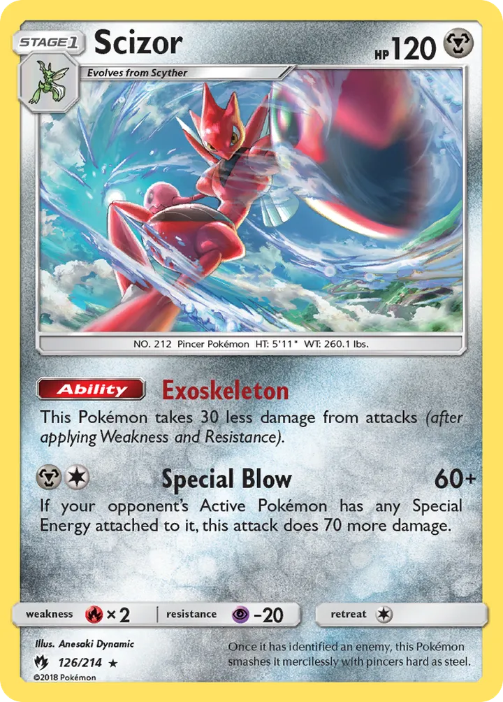 Sun & Moon—Lost Thunder 英語版 Scizor 126 カード表面