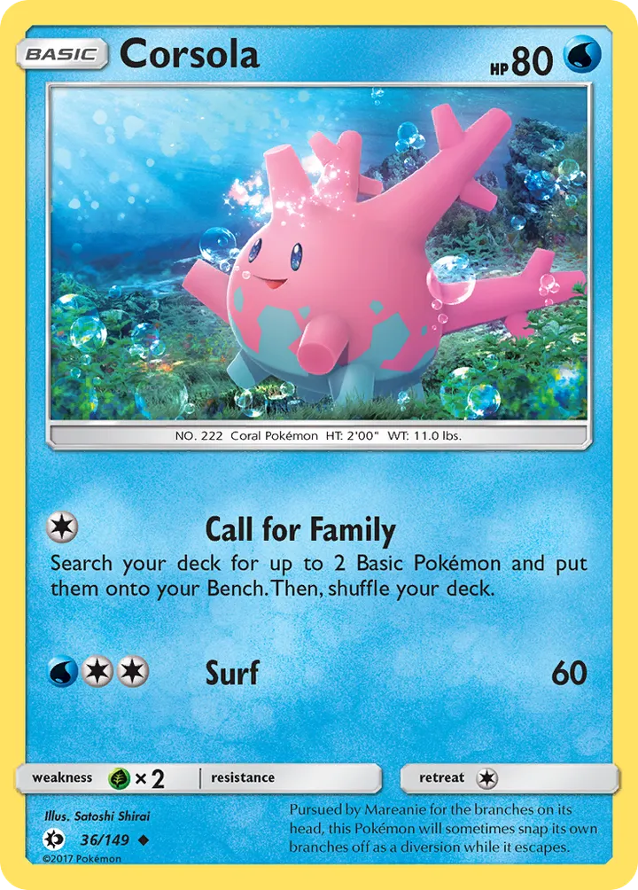 Sun & Moon 英語版 Corsola 36 カード表面