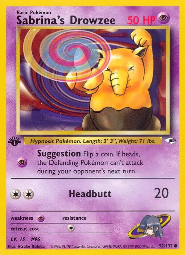 Gym Heroes 영어판 Sabrina's Drowzee 92 카드 앞면