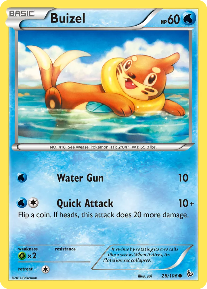 XY—Flashfire 영어판 Buizel 28 카드 앞면