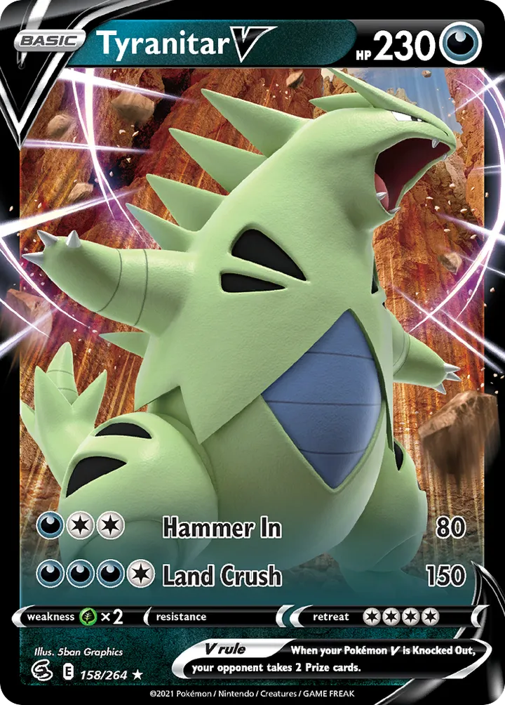Sword & Shield—Fusion Strike 영어판 Tyranitar V 158 카드 앞면