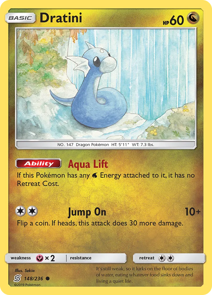 Sun & Moon—Unified Minds 영어판 Dratini 148 카드 앞면