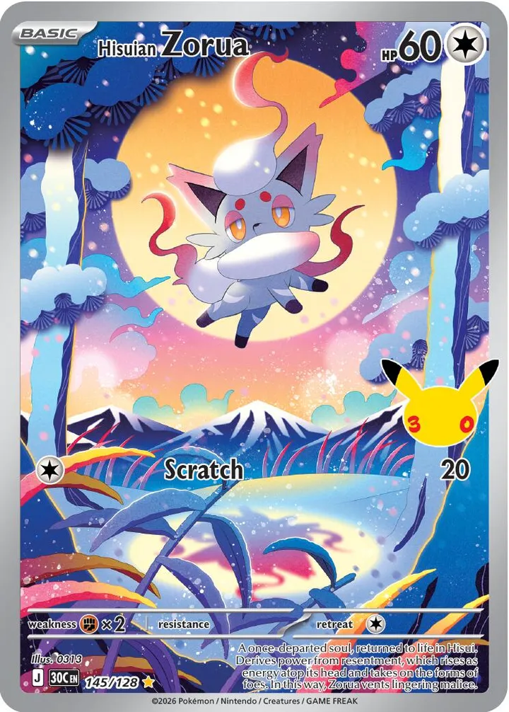 Pokémon TCG: 30th Celebration 英語版 Hisuian Zorua 145 カード表面