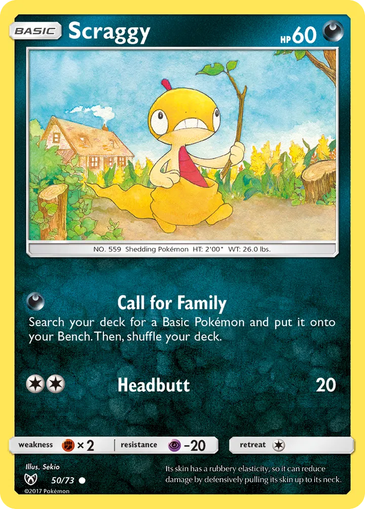 Front of Scraggy 50, Shining Legends English