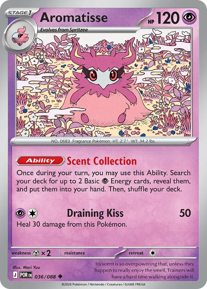 Mega Evolution—Perfect Order 영어판 Aromatisse 36 카드 앞면