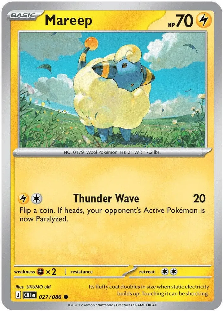 Mega Evolution—Chaos Rising 英語版 Mareep 27 カード表面
